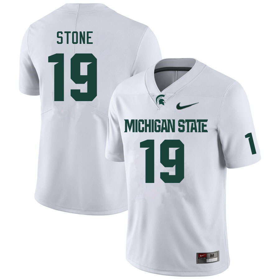 Men #19 Jack Stone Michigan State Spartans College Football Jerseys Sale-White
